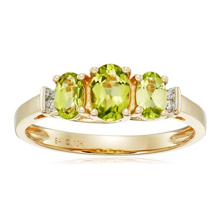 Three-Stone Peridot Ring with Diamonds