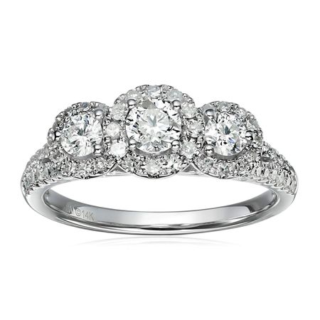 1 ct Diamond Trio Halo Engagement Ring