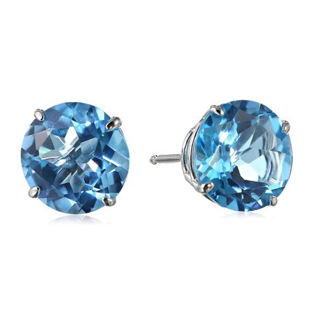 Swiss Blue Topaz Stud Earrings
