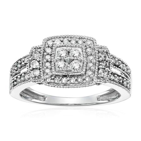 1/2 ct Diamond Square Halo Composite Ring