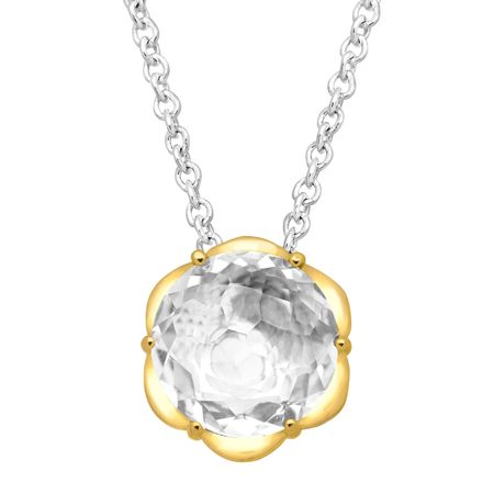 White Topaz Scalloped Solitaire Pendant