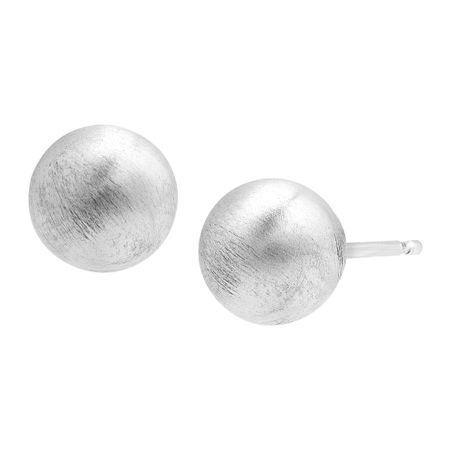6 mm Satin Ball Stud Earrings, White