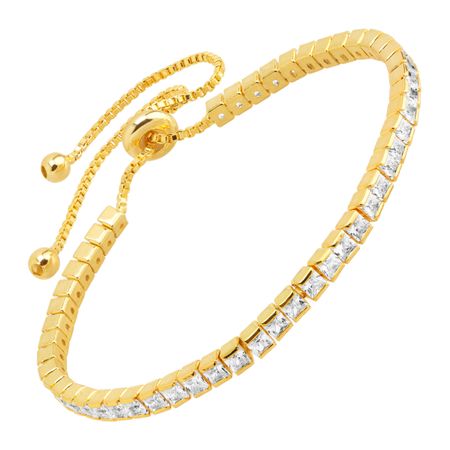 Tennis Bolo Bracelet with Cubic Zirconias, Yellow