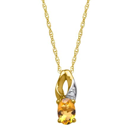 3/8 ct Citrine Pendant with Diamond
