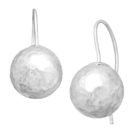 Hammered Ball Drop Earrings, White