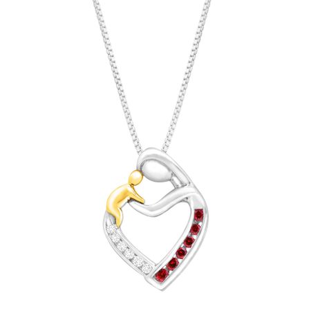 1/5 ct Ruby Mother & Child Pendant with Diamonds