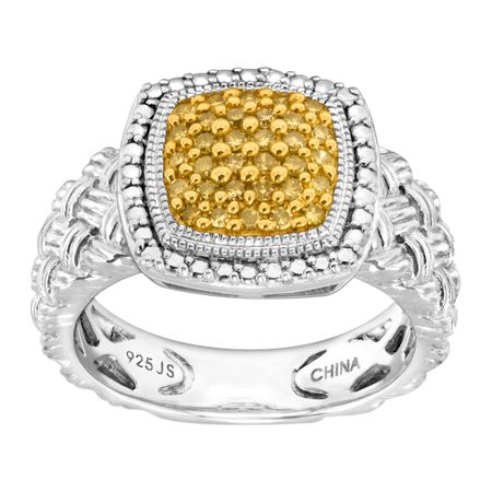 1/4 ct Yellow Diamond Braided Cushion Ring