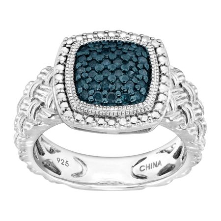 1/4 ct Blue Diamond Braided Cushion Ring