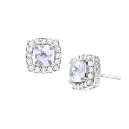 2 1/4 ct Aquamarine & White Sapphire Stud Earrings