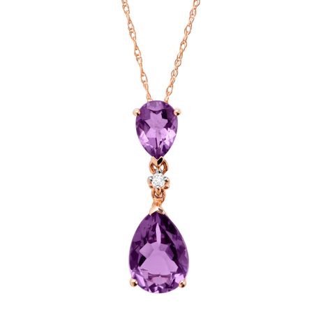 2 1/5 ct Amethyst Double Drop Pendant with Diamond
