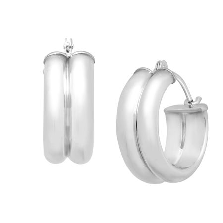Double Round Hoop Earrings, White