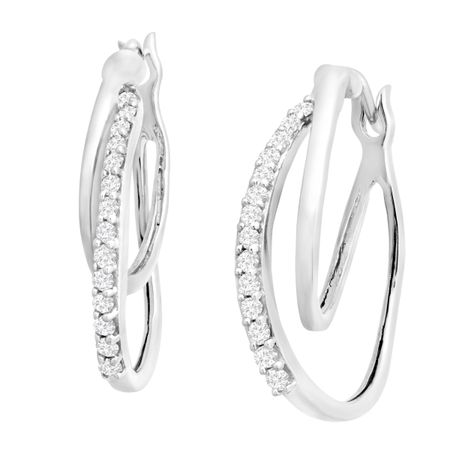 1/4 ct Diamond Double Hoop Earrings, White