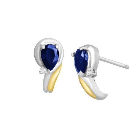 Sapphire Crescent Earrings with Diamonds