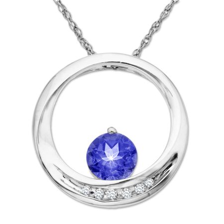 Ceylon Sapphire Circle Pendant with Diamonds