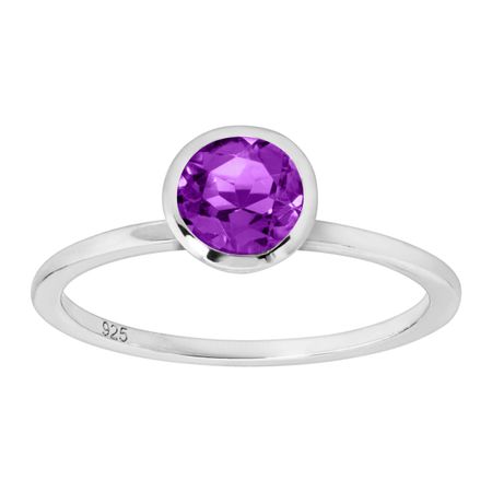 3/4 ct Amethyst Solitaire Ring, Silver