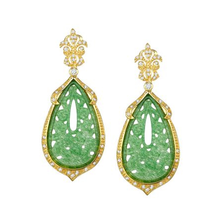 Green Quartz Floral Drop Earrings