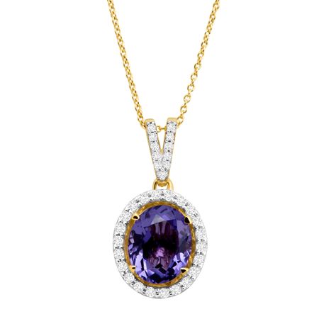 Tanzanite & Cubic Zirconia Oval Pendant