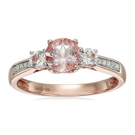 Morganite & White Sapphire Ring with Diamonds