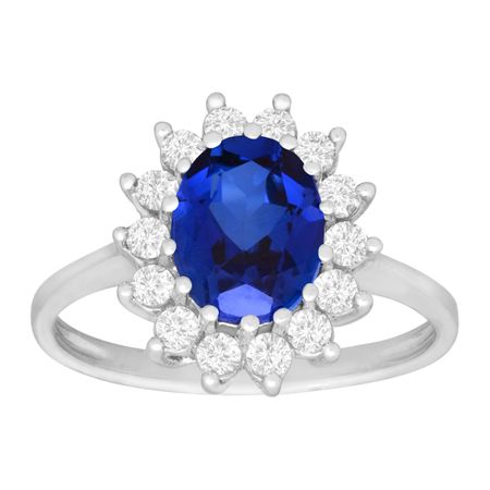 3 1/6 ct Blue & White Sapphire Ring