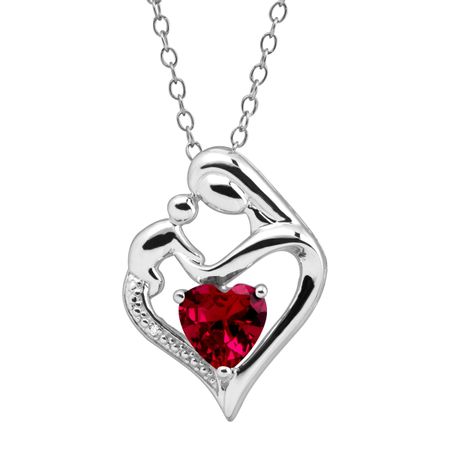 Ruby Mother & Child Pendant with Diamond