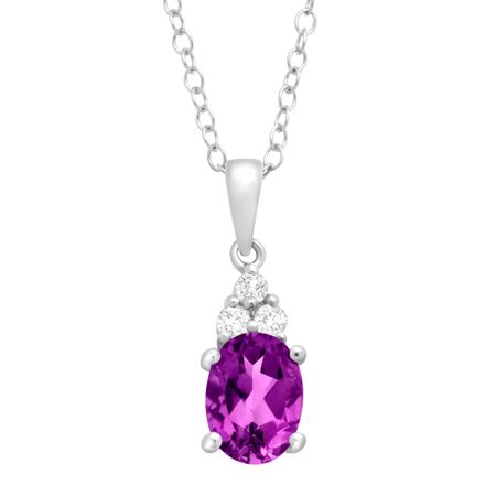 Amethyst & White Topaz Oval Pendant