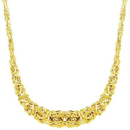 Graduated Byzantine Links Necklace, Yellow