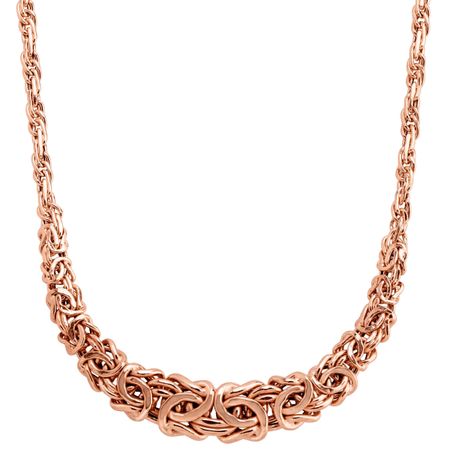 Graduated Byzantine Links Necklace, Rose