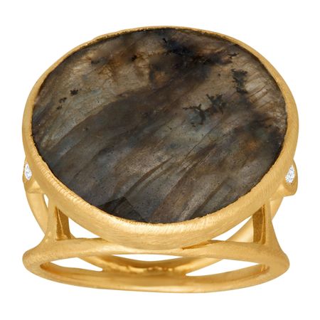 Labradorite Ring with Diamonds