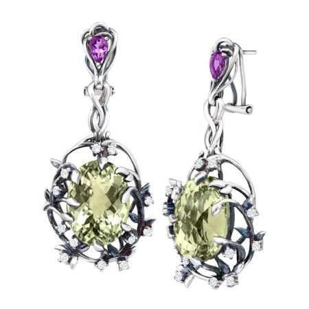 Green Quartz Iris Blossom Earrings