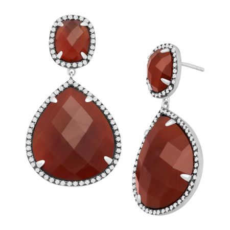 Carnelian & Cubic Zirconia Drop Earrings