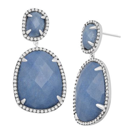 Blue Quartz & Cubic Zirconia Drop Earrings