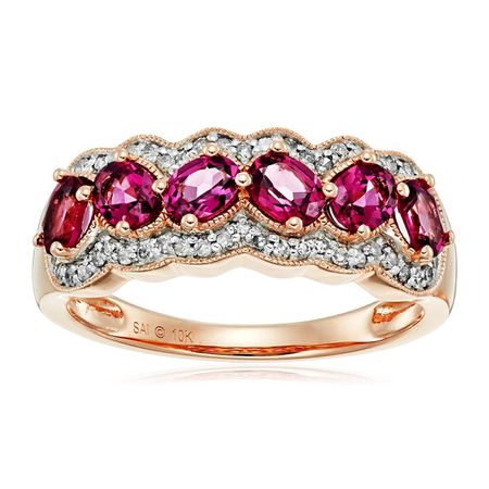 Rhodolite Garnet & 1/5 ct Diamond Ring