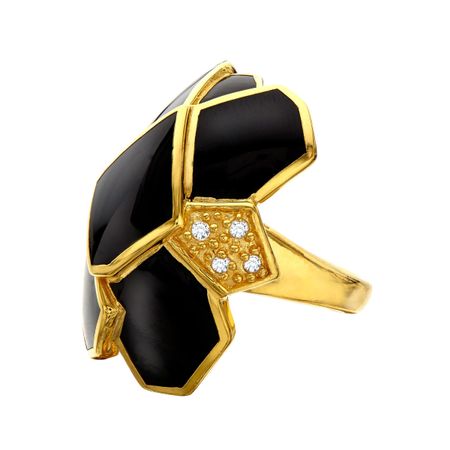 White Topaz Black Wall Ring