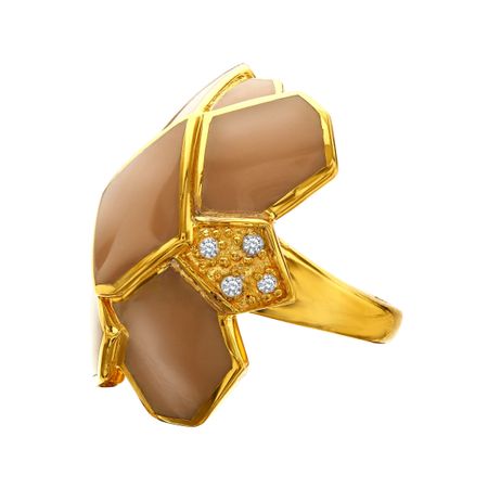 White Topaz Khaki Wall Ring