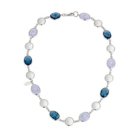 White Agate & London Blue Topaz Link Necklace