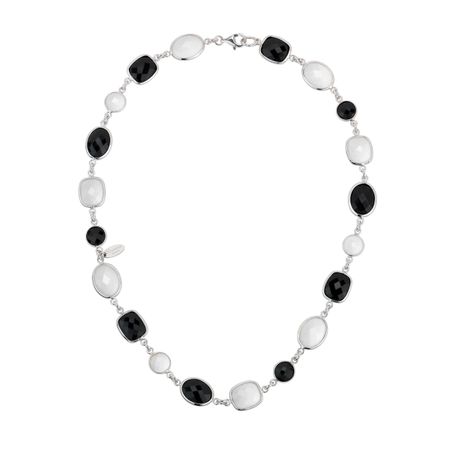 White Agate & Onyx Link Necklace