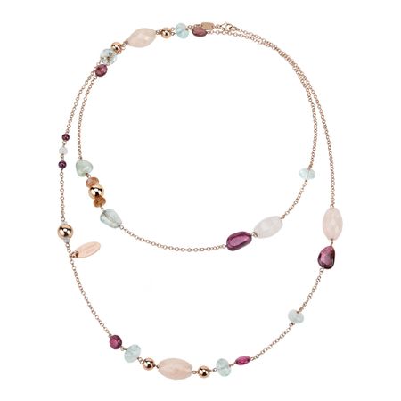 Pink Quartz Gemstone Long Necklace