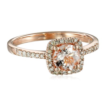 Morganite & 1/6 ct Diamond Halo Ring