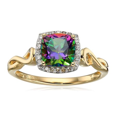 Mystic Fire Topaz Ring with Diamonds