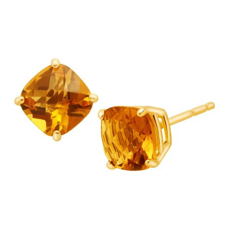 Cushion-Cut Citrine Stud Earrings