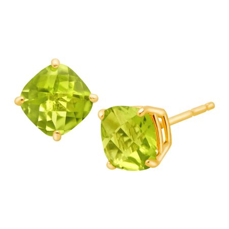 Cushion-Cut Peridot Stud Earrings