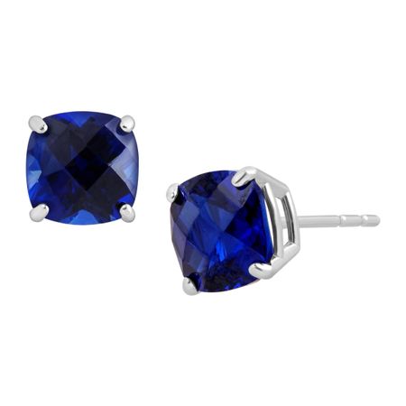 Cushion-Cut Sapphire Stud Earrings
