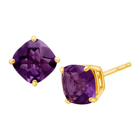 Cushion-Cut Amethyst Stud Earrings