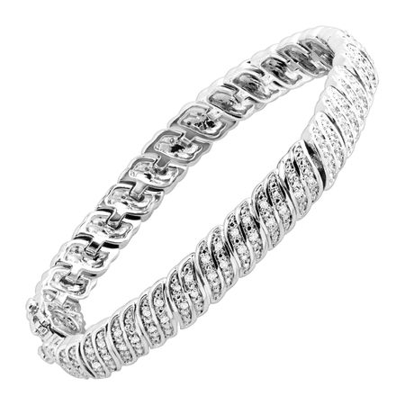 1 ct Diamond 'S' Link Tennis Bracelet, White