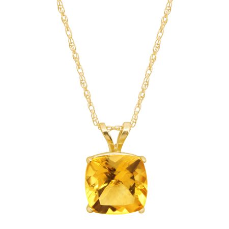 Citrine Cushion-Cut Birthstone Pendant