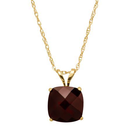 Garnet Cushion-Cut Birthstone Pendant