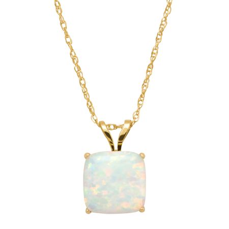 Opal Cushion-Cut Birthstone Pendant