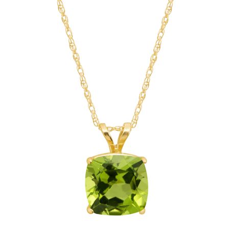Peridot Cushion-Cut Birthstone Pendant