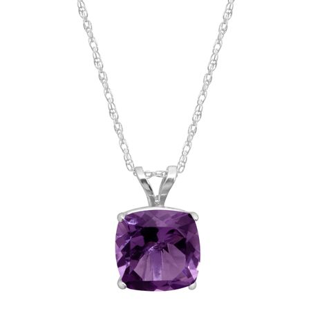 Amethyst Cushion-Cut Birthstone Pendant