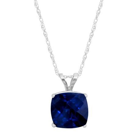 Sapphire Cushion-Cut Birthstone Pendant